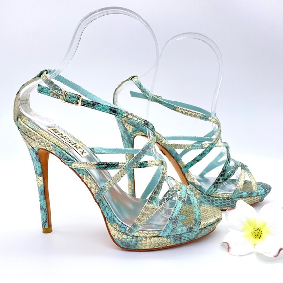 L EUC Badgley Mischka Snakeskin Heels, 6 - Picture 4 of 14